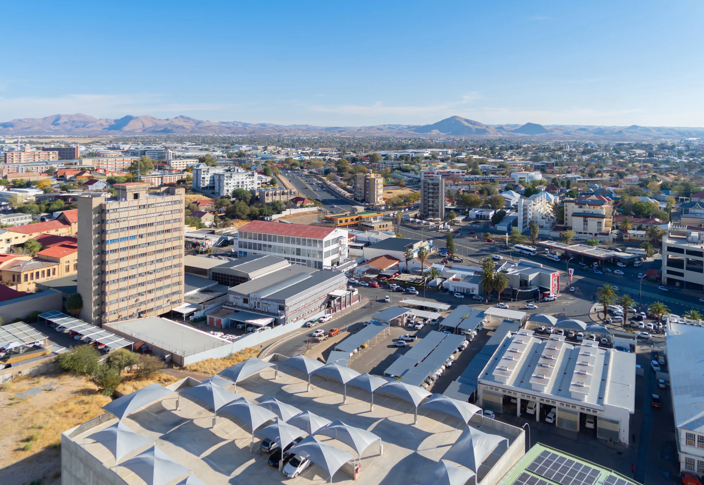 daytime shot of Namibia cityscape